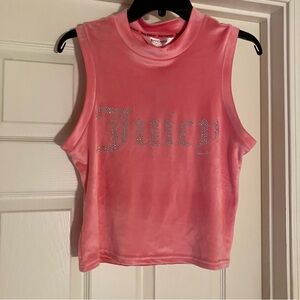 JUICY COUTURE Rhinestone Bling Velour Tank Top in Pink Lemonade XL NEW NWT